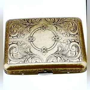 NIB! Vintage Style Bronze Etched Cigarette Case or Business Card Holder